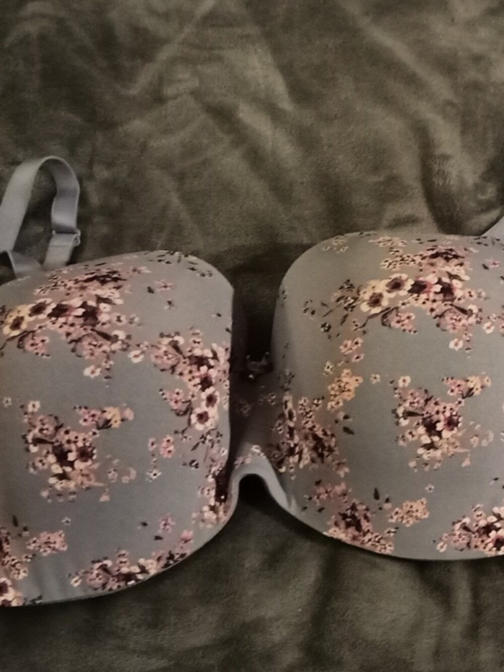 La Vie En Rose Light Blue Bra with Pink Floral Design